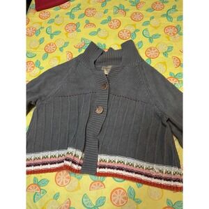 RuffHewn Cardigan Sweater Womens XL‎ Gray Chunky Knit Mock Neck Button Front